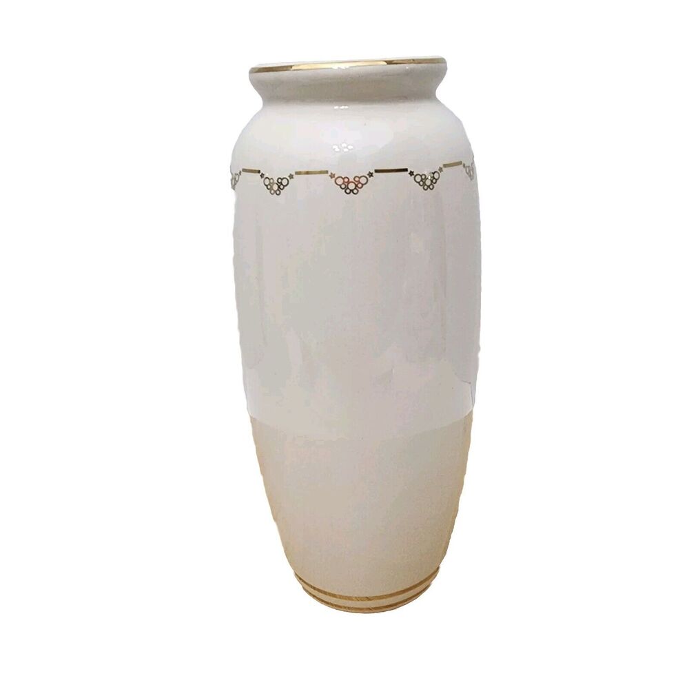 Disney Parks The Happiest Celebration On Earth Vase 8.5" Ivory & Gold Porcelain